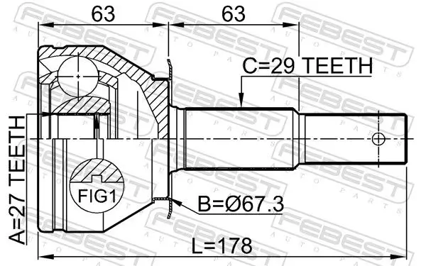 Handler.Part Joint, drive shaft FEBEST 0210R51MT 2