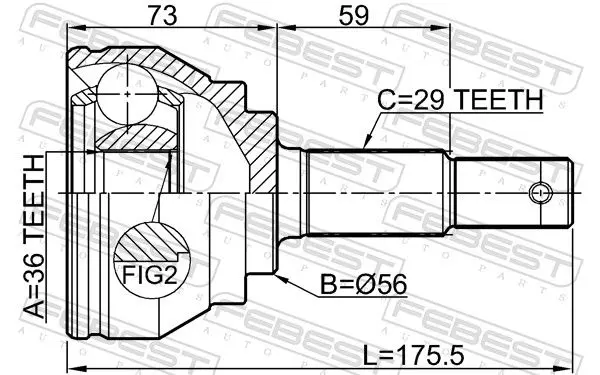 Handler.Part Joint, drive shaft FEBEST 0210V42 2