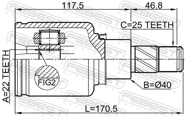 Handler.Part Joint, drive shaft FEBEST 0211F15LH 2