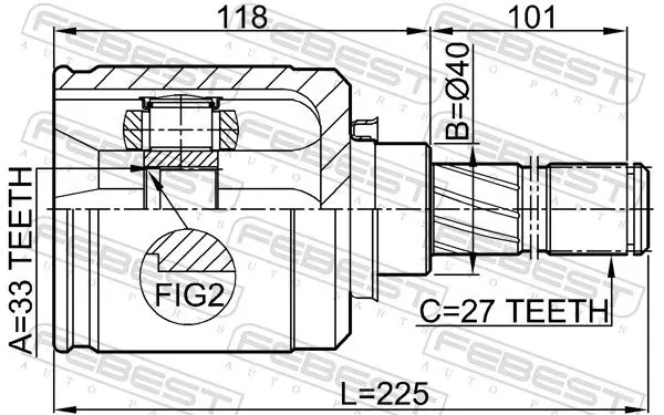 Handler.Part Joint kit, drive shaft FEBEST 0211J1020GLH 2