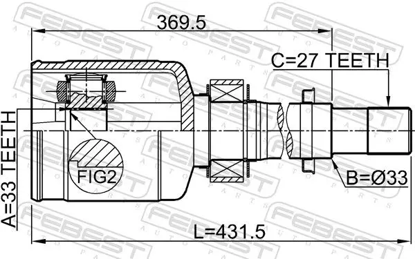 Handler.Part Joint, drive shaft FEBEST 0211J10ERH 2