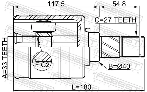 Handler.Part Joint, drive shaft FEBEST 0211JJ10ELH 2