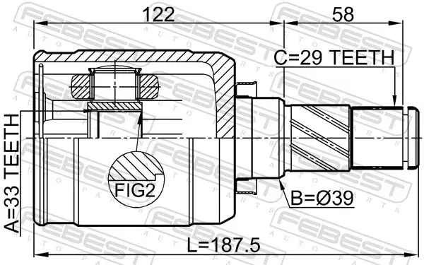 Handler.Part Joint, drive shaft FEBEST 0211MR20MTLH 2