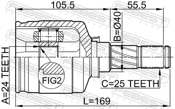 Handler.Part Joint, drive shaft FEBEST 0211P12QR20LH 2