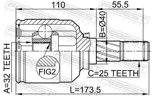 Handler.Part Joint, drive shaft FEBEST 0211SR20LH 2