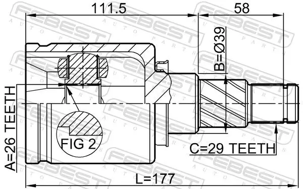 Handler.Part Joint, drive shaft FEBEST 0211T30LH 2