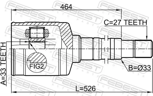 Handler.Part Joint, drive shaft FEBEST 0211T31RH 2