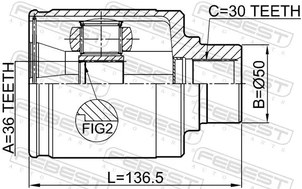 Handler.Part Joint, drive shaft FEBEST 0211Z50RH 2