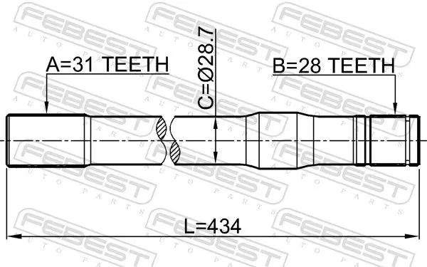 Handler.Part Drive shaft FEBEST 0212Y61RH 2