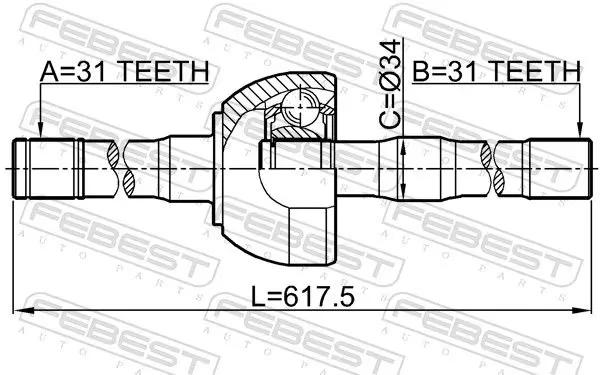 Handler.Part Drive shaft FEBEST 0214Y61RH 2