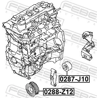 Handler.Part Tensioner pulley, v-ribbed belt FEBEST 0287J10 2