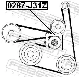 Handler.Part Tensioner pulley, v-ribbed belt FEBEST 0287J31Z 2