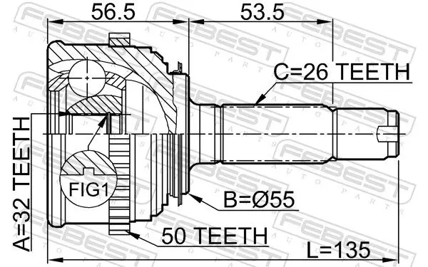 Handler.Part Joint, drive shaft FEBEST 0310021A50 2