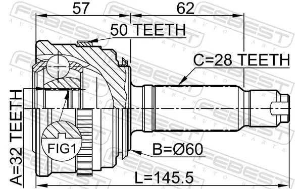 Handler.Part Joint, drive shaft FEBEST 0310022A50 2