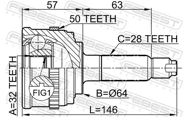 Handler.Part Joint, drive shaft FEBEST 0310033A50 2