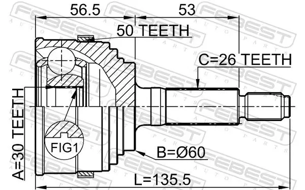 Handler.Part Joint, drive shaft FEBEST 0310055A50 2