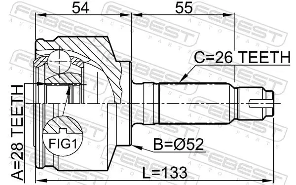 Handler.Part Joint, drive shaft FEBEST 0310059 2