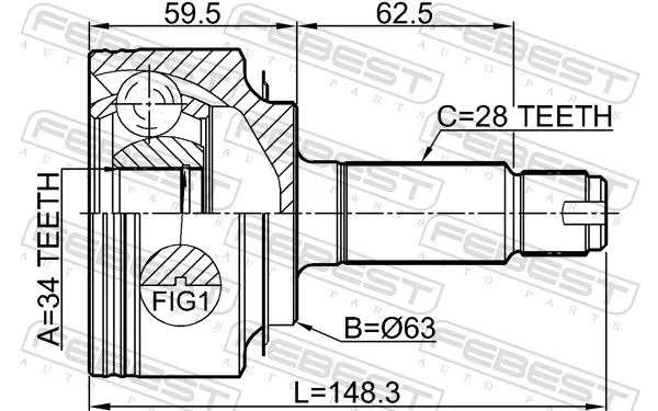 Handler.Part Joint, drive shaft FEBEST 0310CL20 2