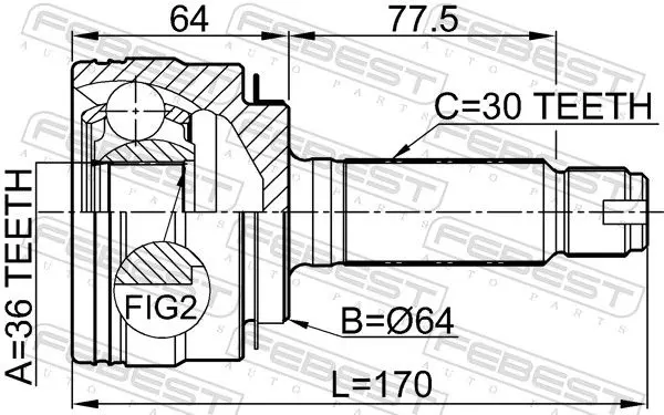 Handler.Part Joint, drive shaft FEBEST 0310PL 2