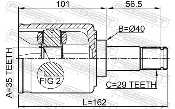 Handler.Part Joint, drive shaft FEBEST 0311YD2LH 2