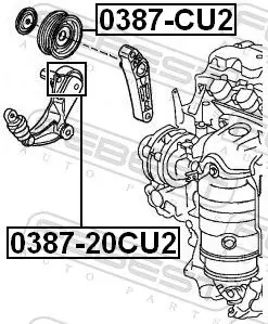 Handler.Part Tensioner pulley, v-ribbed belt FEBEST 038720CU2 2