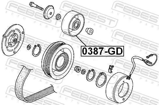 Handler.Part Tensioner pulley, v-ribbed belt FEBEST 0387GD 2