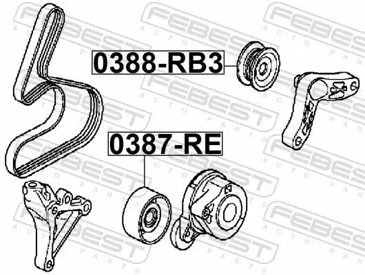 Handler.Part Tensioner pulley, v-ribbed belt FEBEST 0387RE 2