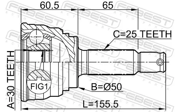 Handler.Part Joint, drive shaft FEBEST 0410007 2