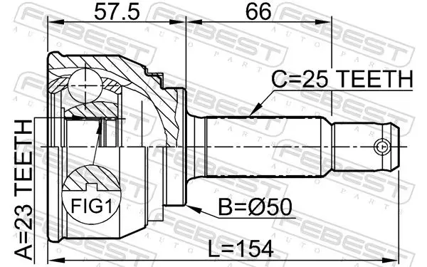 Handler.Part Joint, drive shaft FEBEST 0410011 2