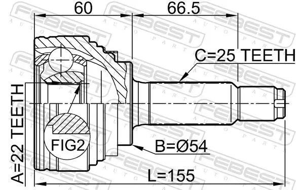 Handler.Part Joint, drive shaft FEBEST 0410012 2