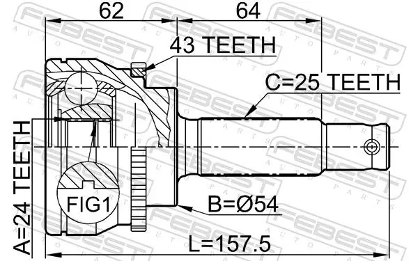 Handler.Part Joint, drive shaft FEBEST 0410033A43 2