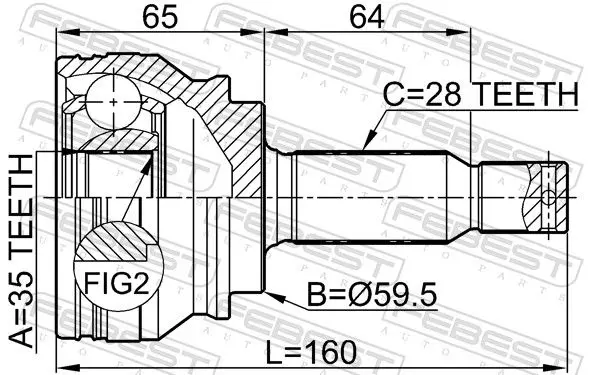 Handler.Part Joint kit, drive shaft FEBEST 0410CW5 2