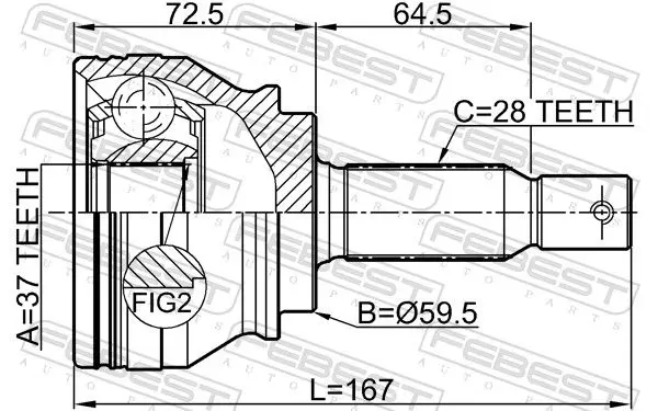 Handler.Part Joint kit, drive shaft FEBEST 0410CW6 2