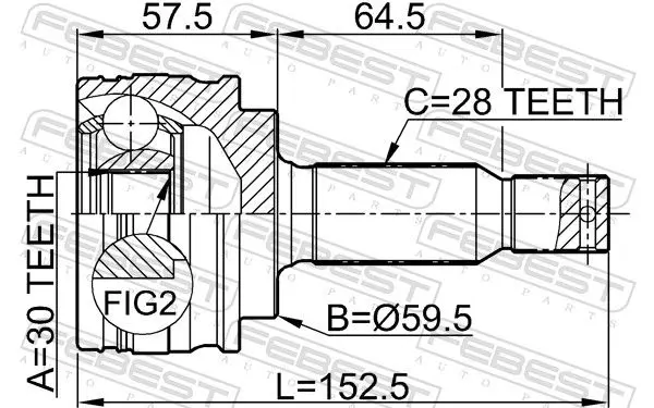 Handler.Part Joint, drive shaft FEBEST 0410CY2 2