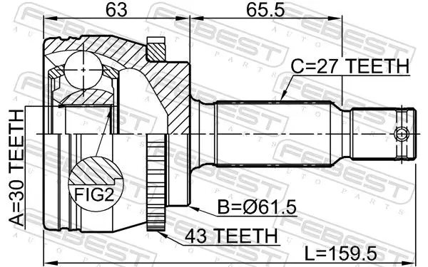 Handler.Part Joint, drive shaft FEBEST 0410D81WA43 2