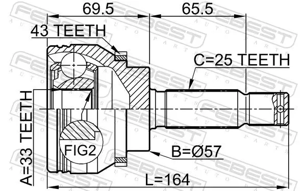 Handler.Part Joint, drive shaft FEBEST 0410DJ24A43 2