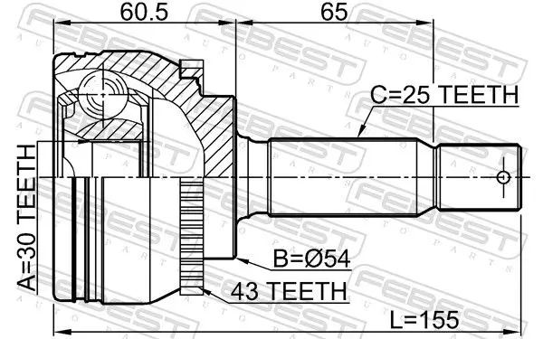 Handler.Part Joint, drive shaft FEBEST 0410N94A43 2