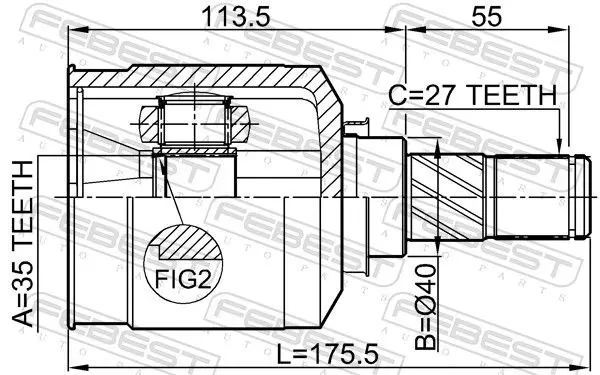 Handler.Part Joint kit, drive shaft FEBEST 0411CW5LH 2