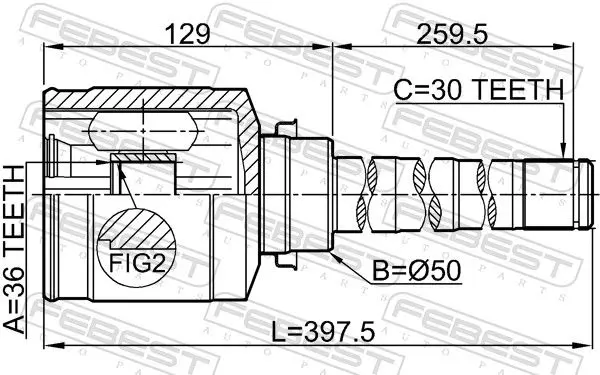 Handler.Part Joint kit, drive shaft FEBEST 0411CW6WRH 2