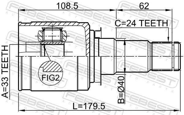 Handler.Part Joint, drive shaft FEBEST 0411CY3MTRH 2