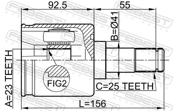 Handler.Part Joint, drive shaft FEBEST 0411DG 2