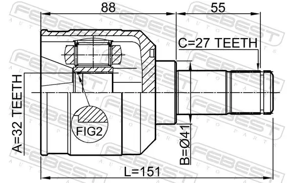 Handler.Part Joint, drive shaft FEBEST 0411DJ24 2