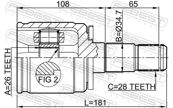 Handler.Part Joint, drive shaft FEBEST 0411K94LH 2