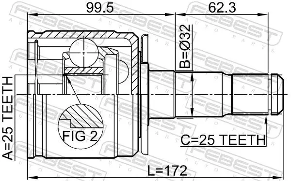 Handler.Part Joint, drive shaft FEBEST 0411V43LH 2