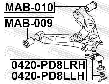 Handler.Part Ball joint FEBEST 0420PD8LRH 2