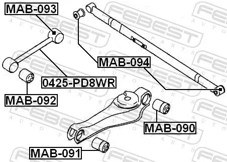 Handler.Part Track control arm FEBEST 0425PD8WR 2