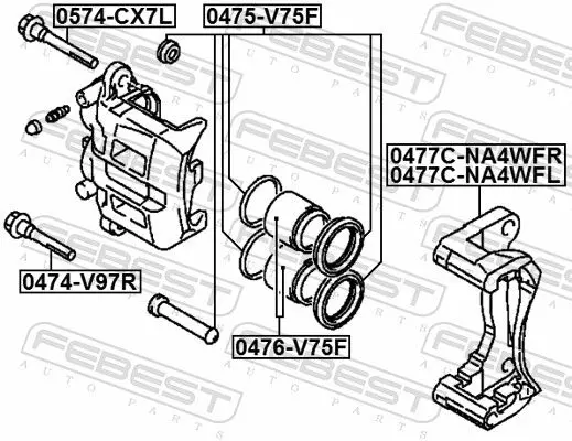 Handler.Part Repair kit, brake caliper FEBEST 0475V75F 2