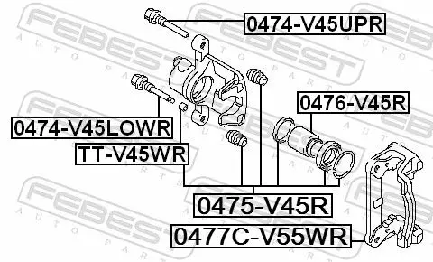 Handler.Part Brake caliper bracket set FEBEST 0477CV55WR 2