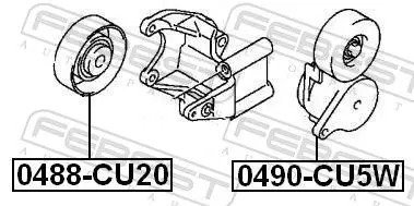 Handler.Part Deflection/guide pulley, v-ribbed belt FEBEST 0488CU20 2