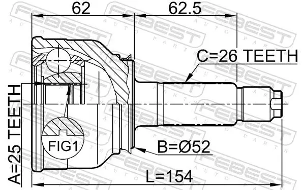 Handler.Part Joint, drive shaft FEBEST 0510003 2